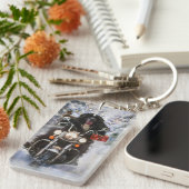 Porte-clés Moto à chiens de Terre-Neuve Noël (Devant droit)