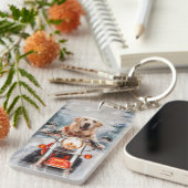 Porte-clés Moto à chiens Labrador Noël (Devant droit)