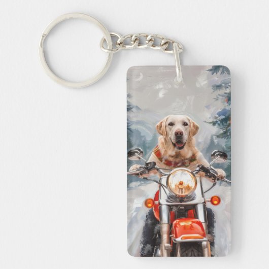 Porte-clés Moto à chiens Labrador Noël (Devant)