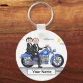 Porte-clés Moto - Deux caricatures (Recto)