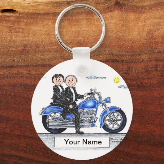 Porte-clés Moto - Deux caricatures (Recto)