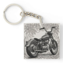 Moto Vintage avec Cadre Floral – Biker Rétro