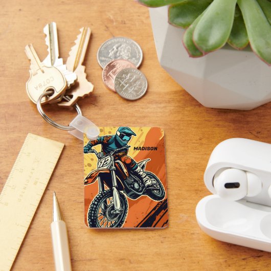 Porte-clés Motocross de nom personnalisé (Bureau)