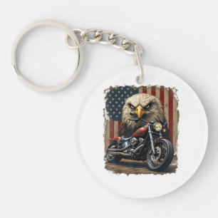 Porte-clés Motocyclette Drapeau USA Rétro Biker Chopper