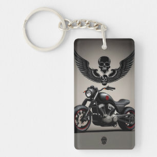 Porte-clés Motocyclette personnalisée avec graphique de crâne