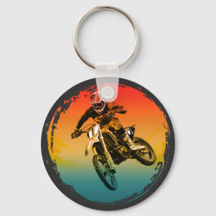 Porte-clés motocycliste de moto cross vintage moto