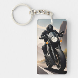 Porte-clés Motocycliste sur une moto hautes performances