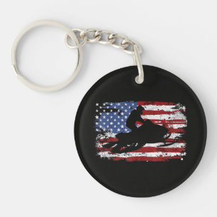 Porte-clés Motoneige Drapeau Américain Vintage