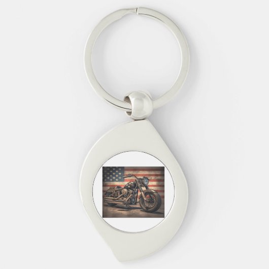 Porte-clés Motorcycle USA Drapeau Retro Biker (Devant)