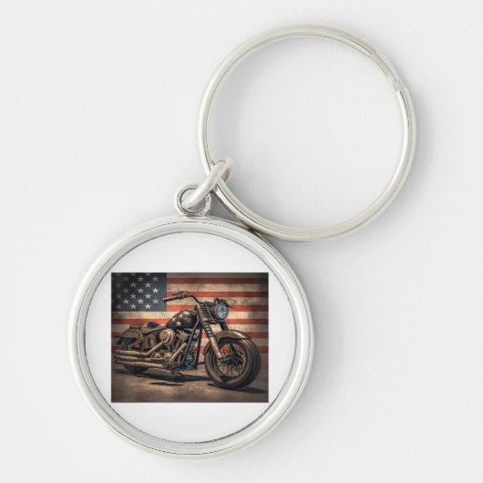 Porte-clés Motorcycle USA Drapeau Retro Biker (Devant)