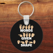 Porte-clés Mots donnés forme ASL American Sign Language (Recto)