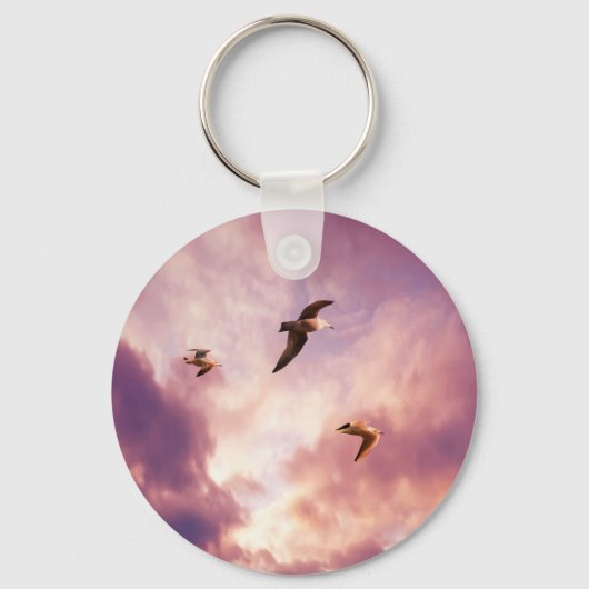 Porte-clés Mouettes volant dans le ciel couché (Recto)