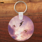 Porte-clés Mouettes volant dans le ciel couché (Recto)