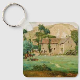 Porte-clés Moulin à eau au pied d'une montagne