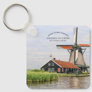 Porte-clés Moulin à vent de Zaanse Schans Aquarelle Patrimoin