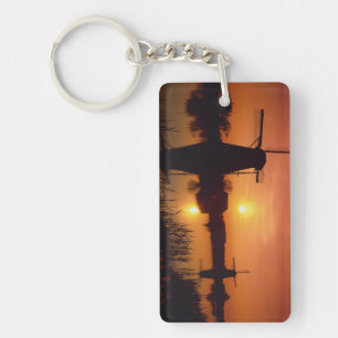 Porte-clés Moulins à vent au coucher du soleil, Kinderdijk, P