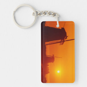 Porte-clés Moulins à vent au coucher du soleil, Schermerhorn,