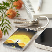 Porte-clés Mountain Peak Silhouette with a winding. Pedestal (Devant droit)