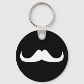 Porte-clés Moustache cool blanc Handlebar sur noir (Recto)