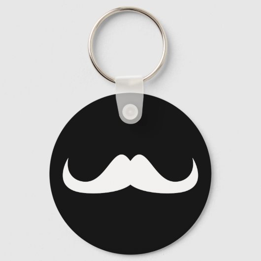 Porte-clés Moustache cool blanc Handlebar sur noir (Recto)