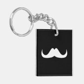 Porte-clés Moustache cool blanc Handlebar sur noir (Devant gauche)