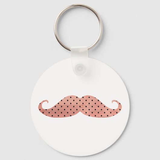 Porte-clés Moustache drôle Pois rose (Recto)