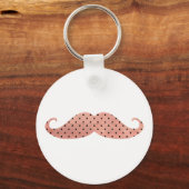 Porte-clés Moustache drôle Pois rose (Recto)