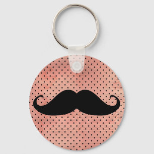 Porte-clés Moustache drôle sur l'arrière - plan rose mignon