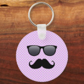 Porte-clés Moustache Noire Drôle Et Lunettes (Recto)