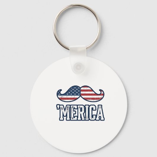 Porte-clés Moustache patriotique américaine en détresse Vecto (Recto)