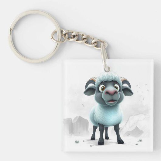Porte-clés Mouton mignon design cosy (Devant)