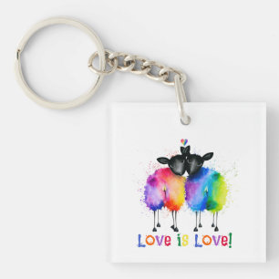 Porte-clés Moutons arc-en-ciel LGBTQ L'amour est l'amour