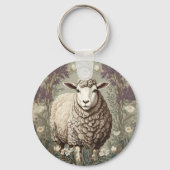 Porte-clés Moutons Élégants Fond de Fleur de Lavande (Verso)