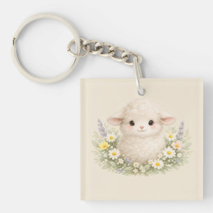Porte-clés Moutons Fantaisistes et Fleurs Sauvages pour un Ch