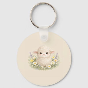 Porte-clés Moutons Fantaisistes et Fleurs Sauvages pour un Ch