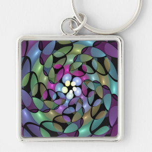 Porte-clés Mouvements colorés Abstrait Trippy Fractal Art