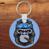 Porte-clés Moyenne Biker gorilla singe fumer cigare art anima (Recto)