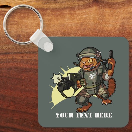 Porte-clés Moyenne Sci-fi Marine Ginger Chat Tir Gun Dessin (Recto)