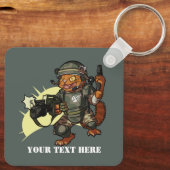 Porte-clés Moyenne Sci-fi Marine Ginger Chat Tir Gun Dessin (Verso)