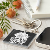 Porte-clés Moyens Meow Me Laisse Seul Chat Drôle - Blanc (Devant Droit)