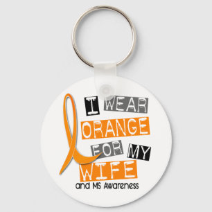 Porte-clés MS Sclérose en plaques Je Porte Orange Pour Ma Fem