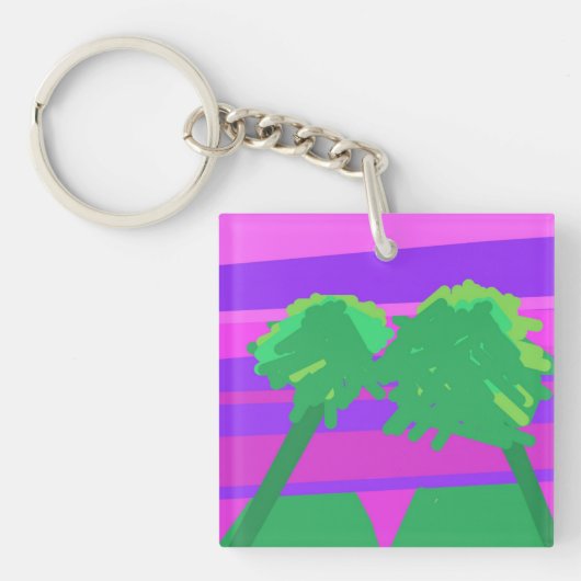 Porte-clés Mt. Coucher de soleil rose vert pourpre (Devant)