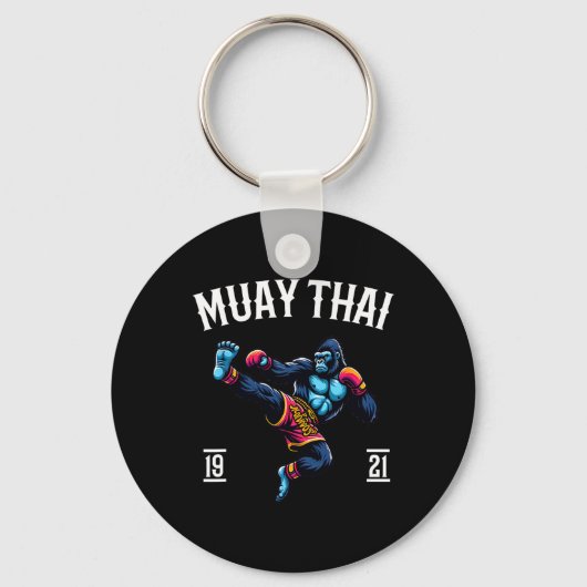 Porte-clés Muay Thai Monkey - Kickboxing et boxe thaïlandaise (Recto)