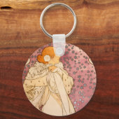 Porte-clés Mucha Art nouveau femme beauté (Recto)