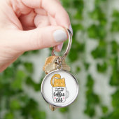 Porte-clés Mug de café chat orange drôle amateur de chat (main)