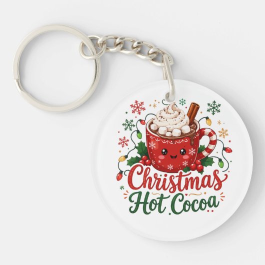 Porte-clés Mug de Chocolat Chaud de Noël Mignon (Devant)