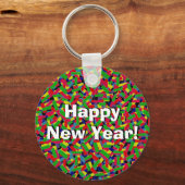 Porte-clés Multicolor Confetti "Bonne année !" (Recto)