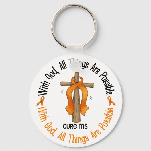 Porte-clés Multiple Sclerosis MS WITH GOD CROSS 1 (Recto)