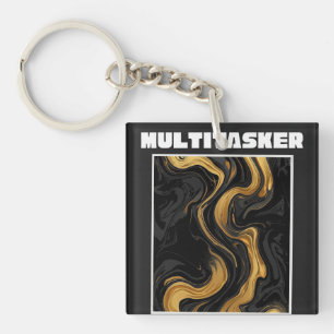 Porte-clés Multitasker Gold & Black Liquide Marbre Abstrait