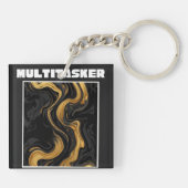 Porte-clés Multitasker Gold & Black Liquide Marbre Abstrait (Dos)